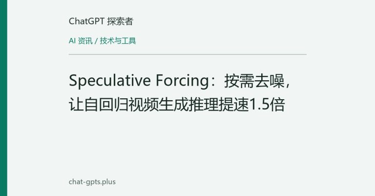 Speculative Forcing：按需去噪，让自回归视频生成推理提速1.5倍
