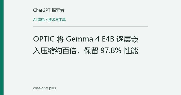 OPTIC 将 Gemma 4 E4B 逐层嵌入压缩约百倍,保留 97.8% 性能