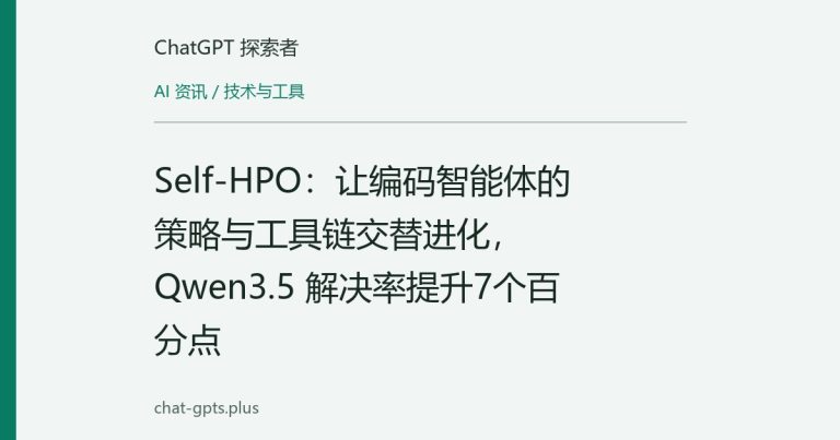 Self-HPO:让编码智能体的策略与工具链交替进化,Qwen3.5 解决率提升7个百分点