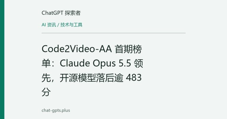 Code2Video-AA 首期榜单:Claude Opus 5.5 领先,开源模型落后逾 483 分