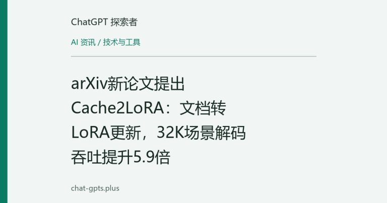 arXiv新论文提出Cache2LoRA:文档转LoRA更新,32K场景解码吞吐提升5.9倍
