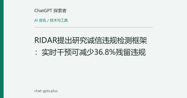 RIDAR提出研究诚信违规检测框架:实时干预可减少36.8%残留违规