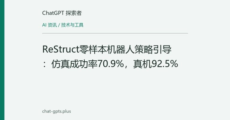 ReStruct零样本机器人策略引导:仿真成功率70.9%,真机92.5%