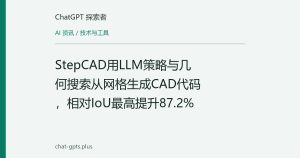 StepCAD用LLM策略与几何搜索从网格生成CAD代码，相对IoU最高提升87.2%