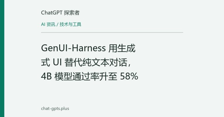 GenUI-Harness 用生成式 UI 替代纯文本对话,4B 模型通过率升至 58%
