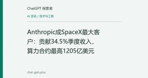 Anthropic成SpaceX最大客户：贡献34.5%季度收入，算力合约最高1205亿美元