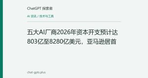 五大AI厂商2026年资本开支预计达803亿至8280亿美元，亚马逊居首