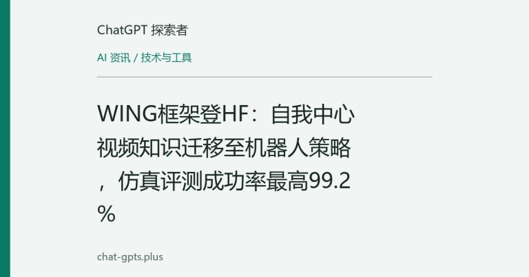 WING框架登HF:自我中心视频知识迁移至机器人策略,仿真评测成功率最高99.2%