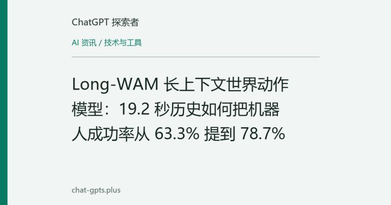 Long-WAM 长上下文世界动作模型：19.2 秒历史如何把机器人成功率从 63.3% 提到 78.7%