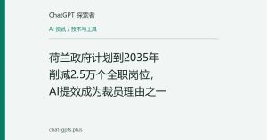 荷兰政府计划到2035年削减2.5万个全职岗位，AI提效成为裁员理由之一