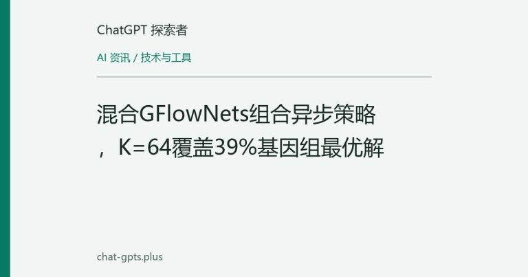 混合GFlowNets组合异步策略,K=64覆盖39%基因组最优解