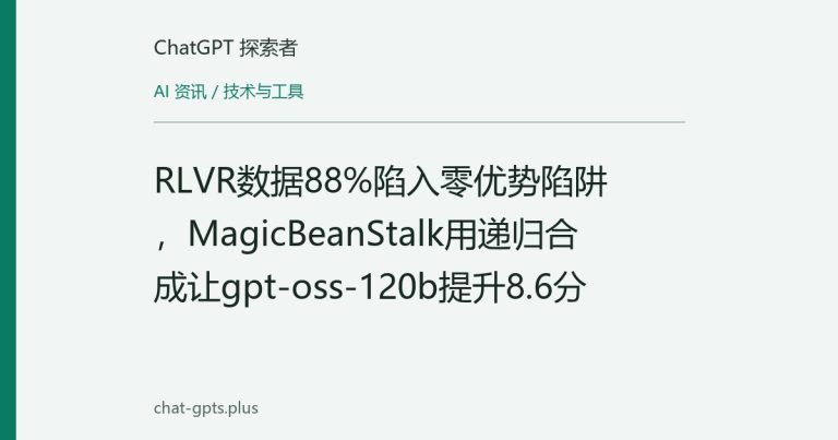 RLVR数据88%陷入零优势陷阱,MagicBeanStalk用递归合成让gpt-oss-120b提升8.6分