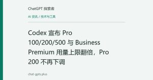 Codex 宣布 Pro 100/200/500 与 Business Premium 用量上限翻倍，Pro 200 不再下调