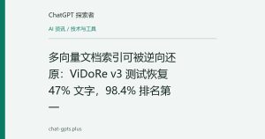 多向量视觉文档索引可被反演：从向量库还原页面，敏感词召回45%