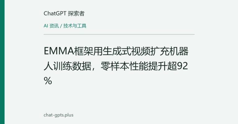 EMMA框架用生成式视频扩充机器人训练数据，零样本性能提升超92%